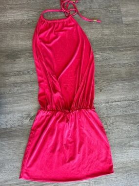 Red Silk Open Back Halter